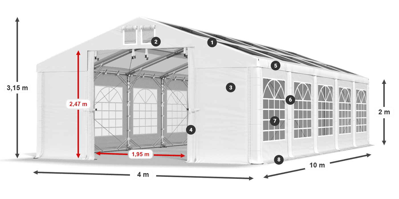 Roof: MS T 580 PVC Walls: FR 620 PVC 2m legend