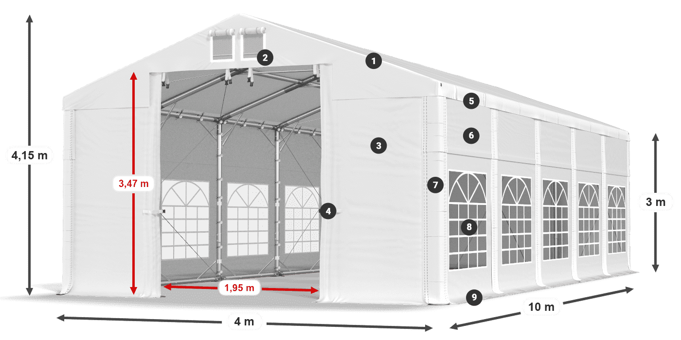 Roof: FR 620 PVC Walls: SD 500 PVC 3m legend
