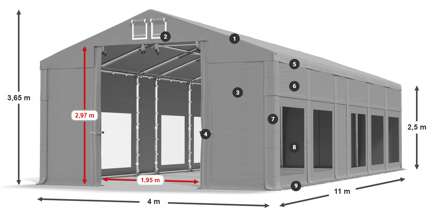 Roof: MS 580 PVC Walls: MS 580 PVC