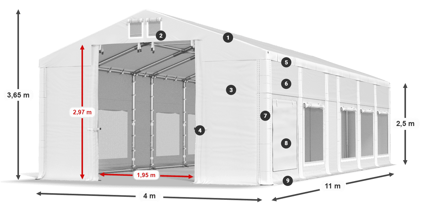 Roof: MS 580 PVC Walls: SD 500 PVC