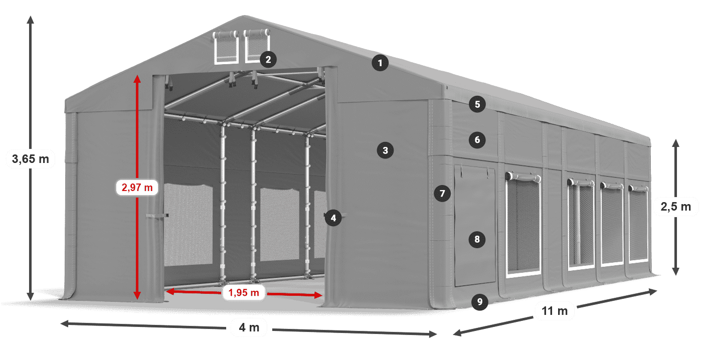 Roof: MS 580 PVC Walls: SD 500 PVC