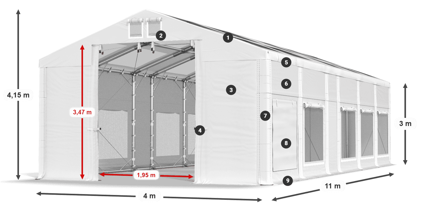 Roof: MS 580 PVC Walls: SD 500 PVC