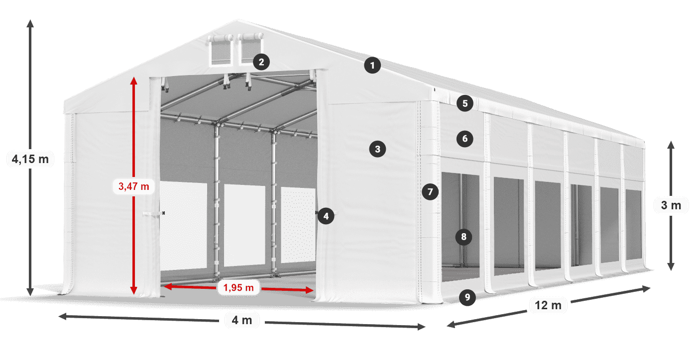 Roof: MS 580 PVC Walls: MS 580 PVC 3m legend