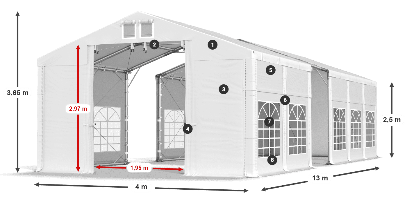 Roof: MS 580 PVC Walls: FR 620 PVC