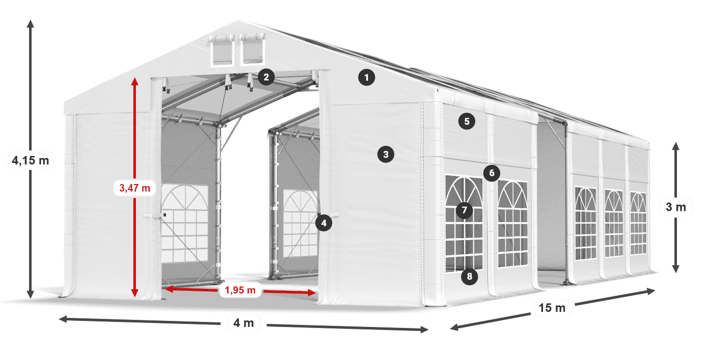 Roof: MS 580 PVC Walls: FR 620 PVC