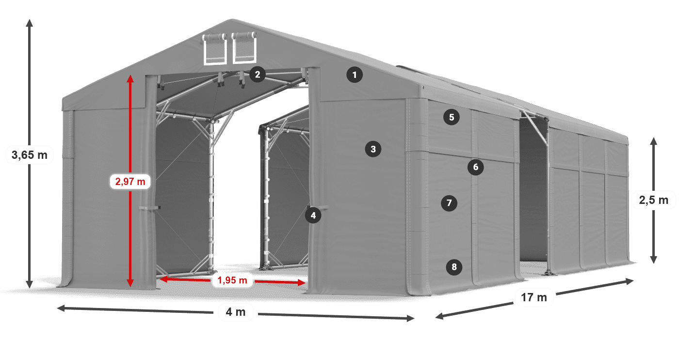 Roof: FR 620 PVC Walls: MS 580 PVC