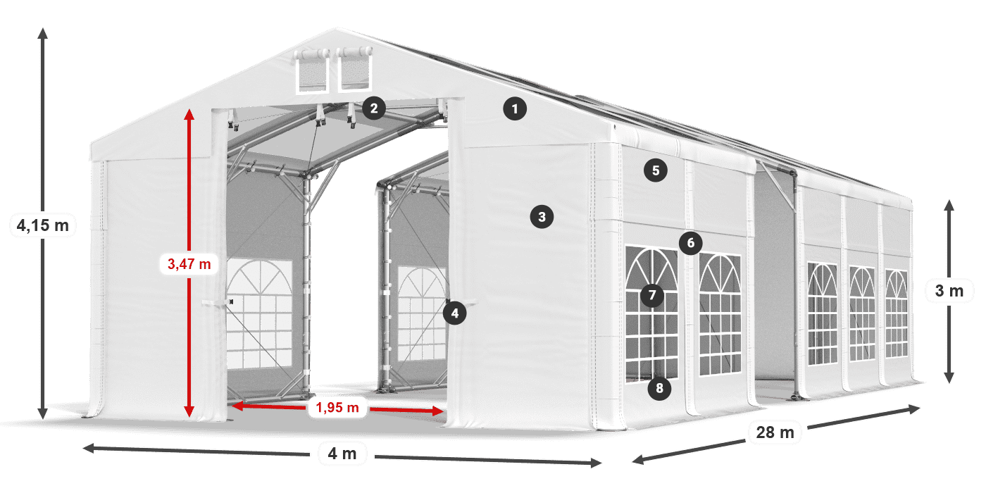 Roof: MS 580 PVC Walls: FR 620 PVC