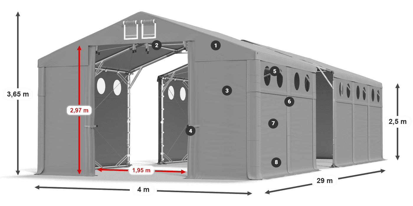 Roof: MS 580 PVC Walls: SD 500 PVC