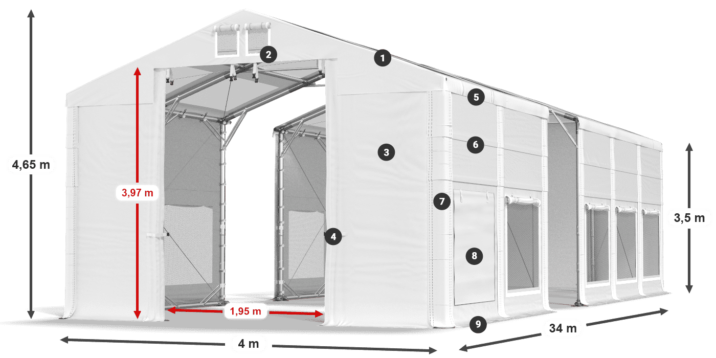 Roof: MS 580 PVC Walls: SD 500 PVC