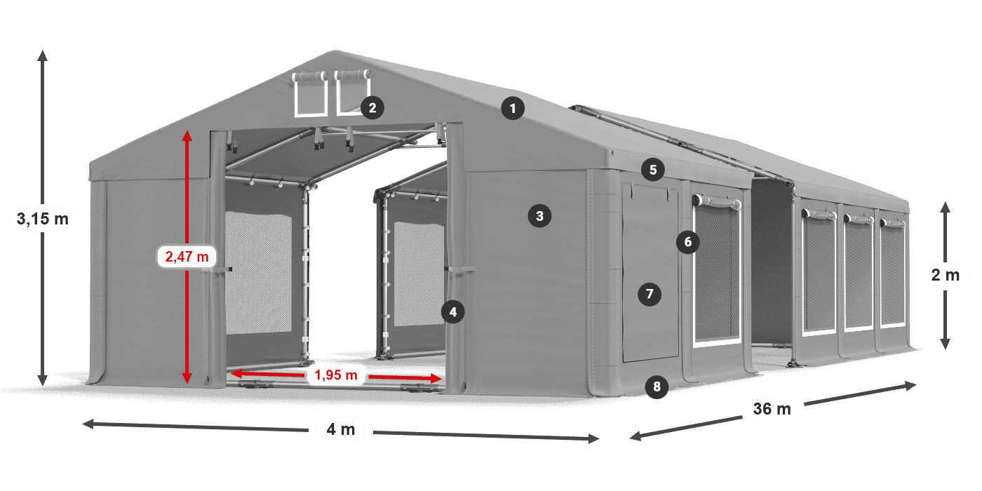 Roof: MS 580 PVC Walls: SD 500 PVC