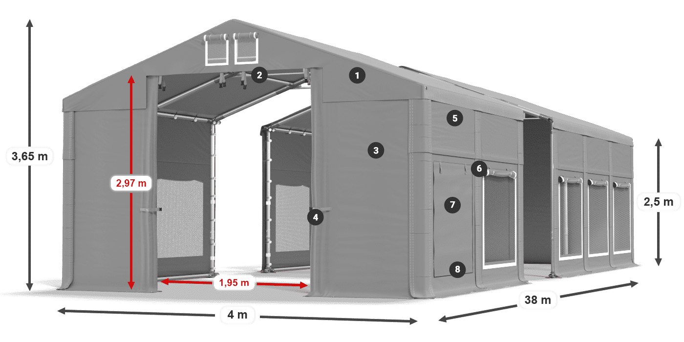 Roof: MS 580 PVC Walls: SD 500 PVC