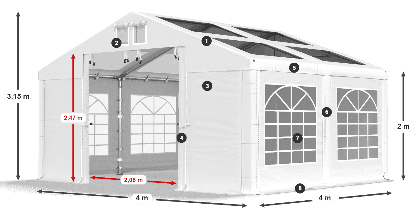 Roof: MS T 580 PVC Walls: FR 620 PVC 2m legend