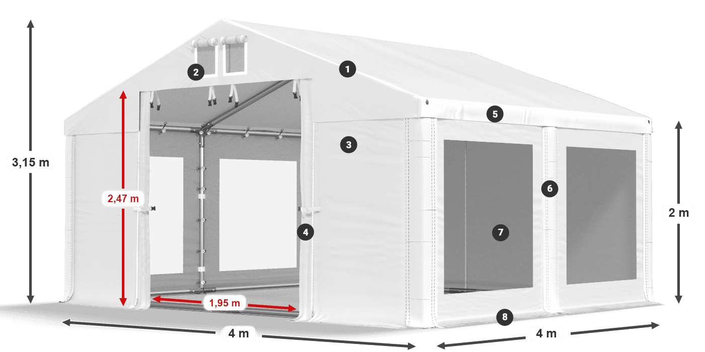 Roof: MS 580 PVC Walls: MS 580 PVC 2m legend