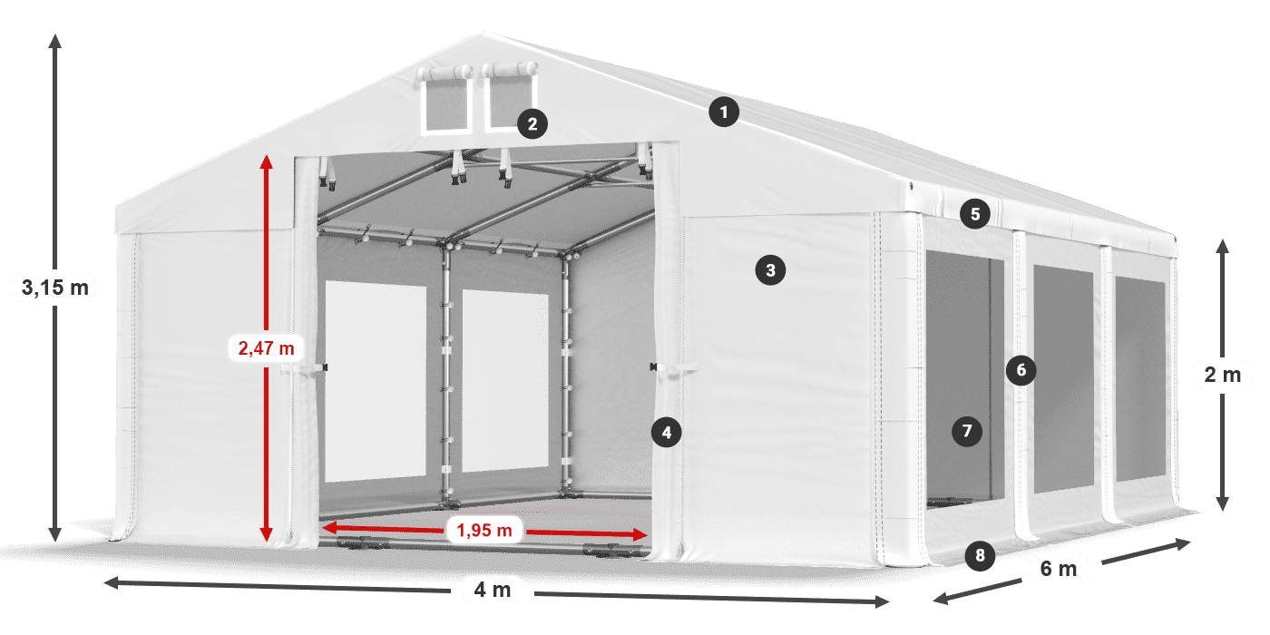 Roof: FR 620 PVC Walls: MS 580 PVC 2m legend