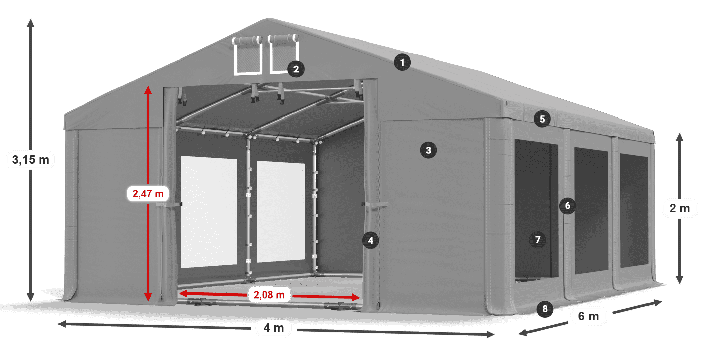 Roof: FR 620 PVC Walls: MS 580 PVC