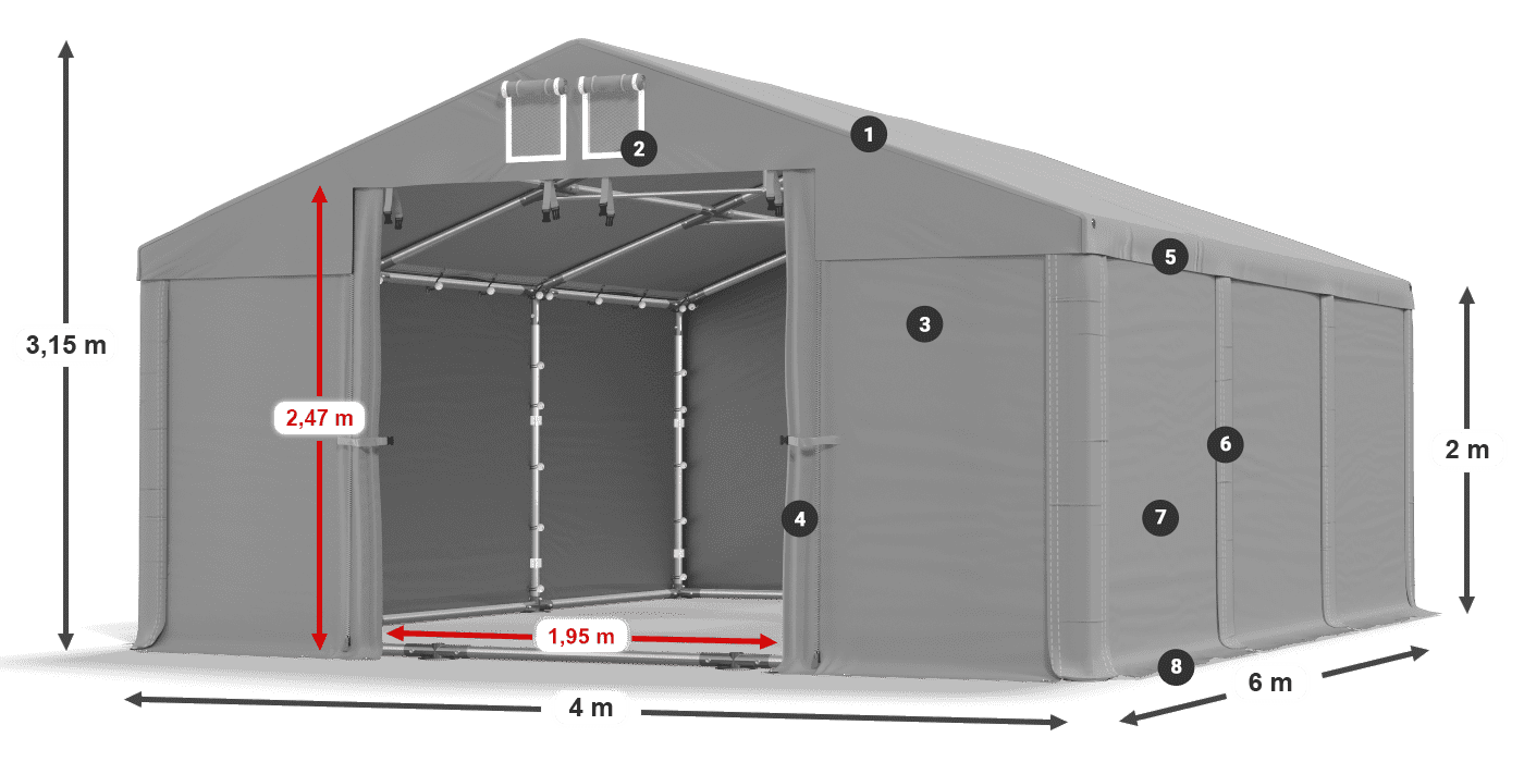 Roof: SD 560 PVC Walls: MS 580 PVC legend 2m