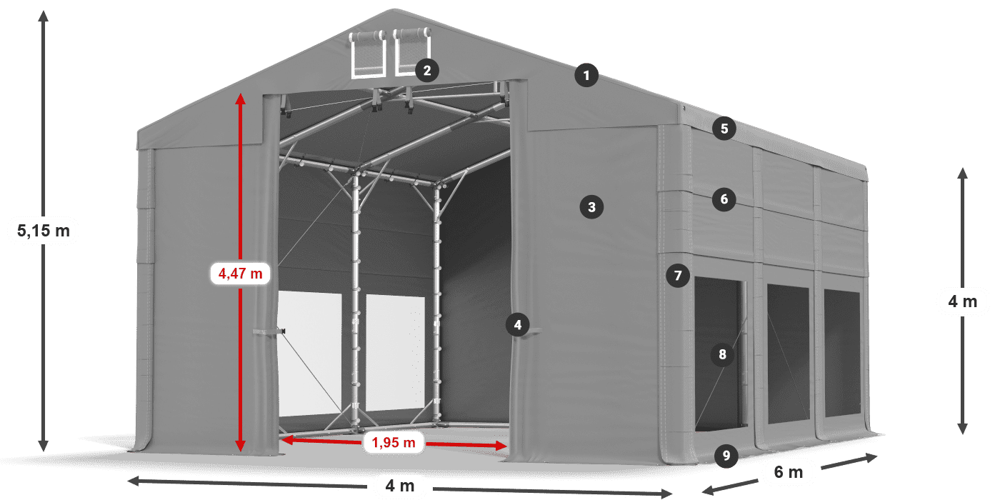 Roof: MS 580 PVC Walls: MS 580 PVC 4m legend