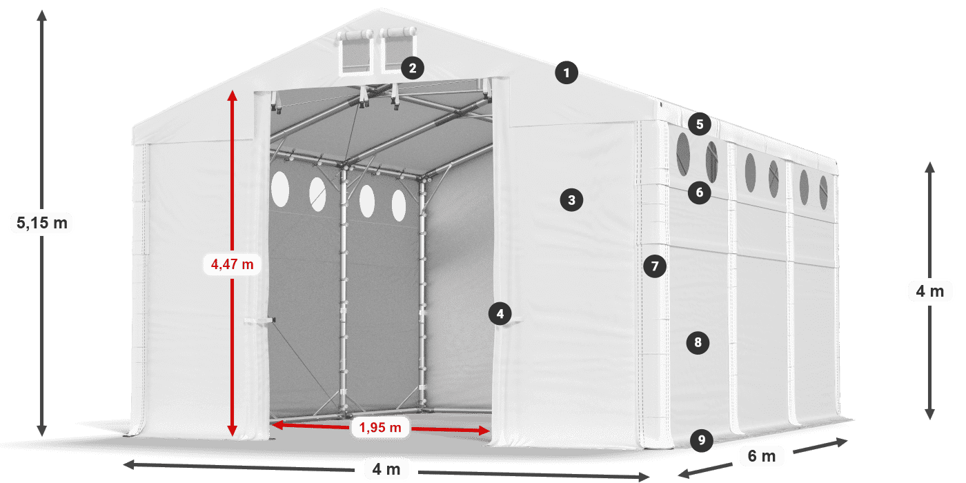 Roof: SD 560 PVC Walls: FR 620 PVC