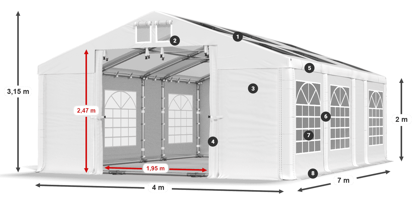 Roof: MS 580 PVC Walls: SD 500 PVC 2m legend