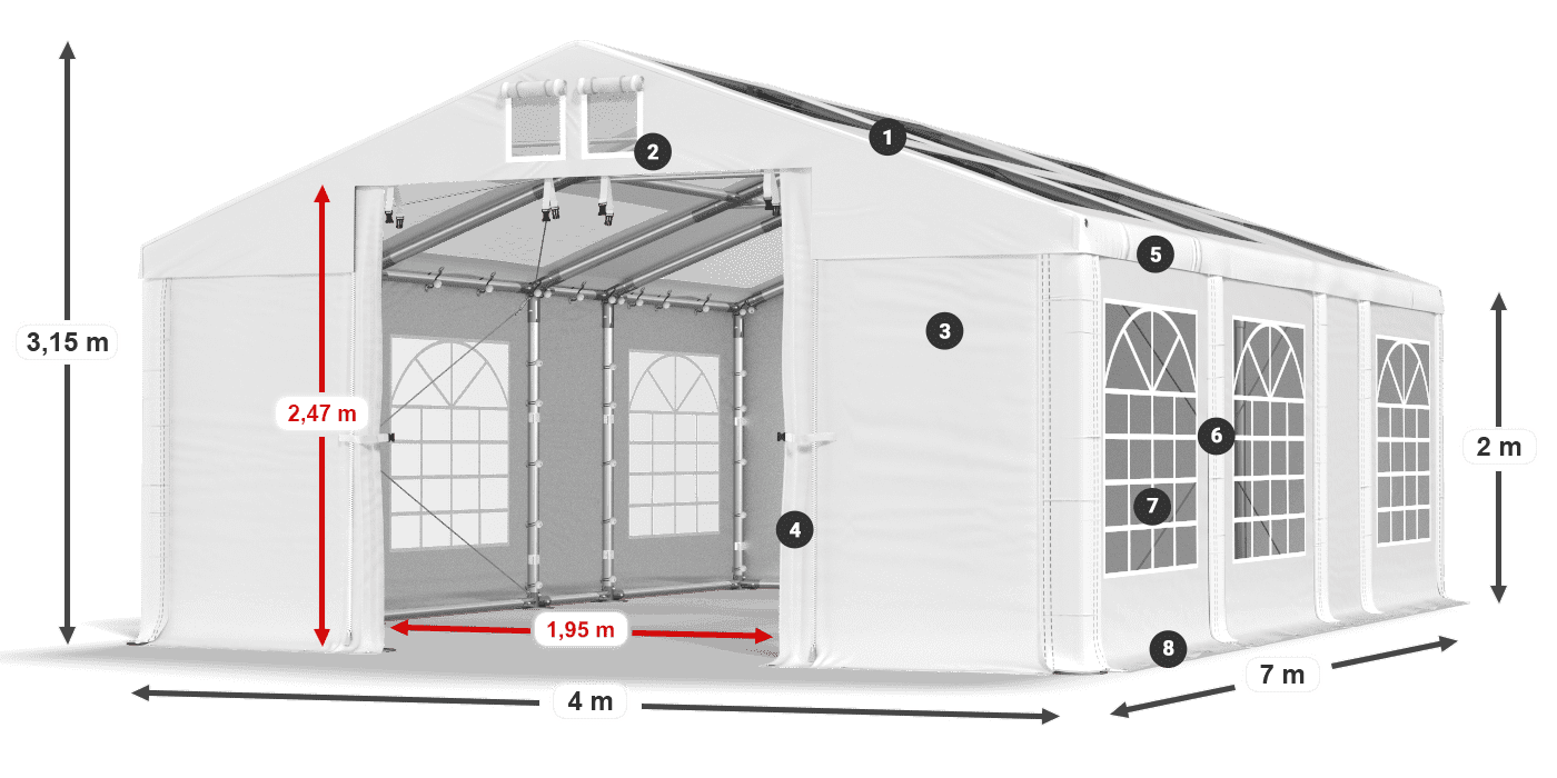 Roof: MS 580 PVC Walls: SD 500 PVC 2m legend
