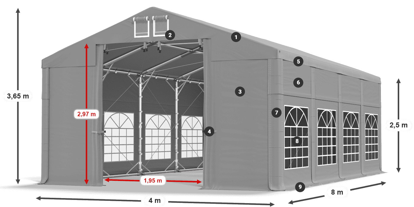 Roof: FR 620 PVC Walls: SD 500 PVC