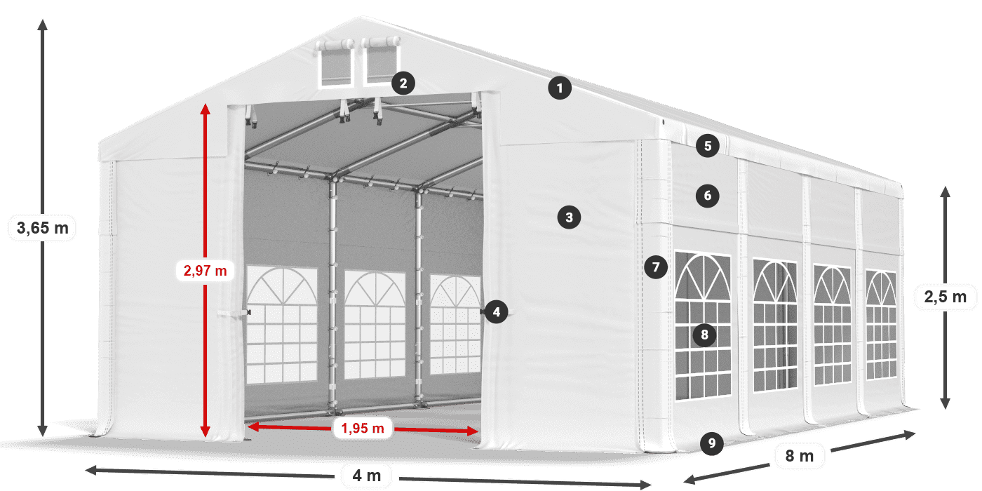 Roof: FR 620 PVC Walls: SD 500 PVC 2.5m legend