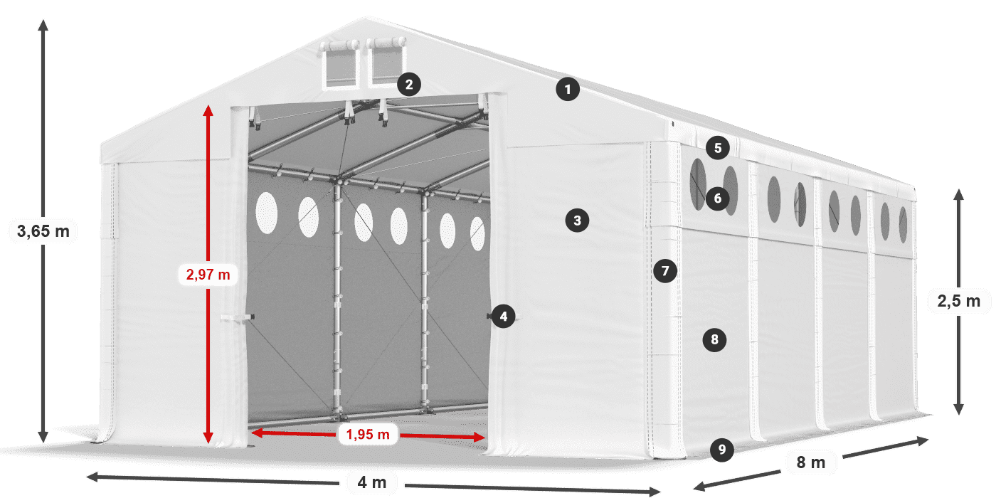 Roof: SD 560 PVC Walls: MS O 580 PVC legend 2.5m
