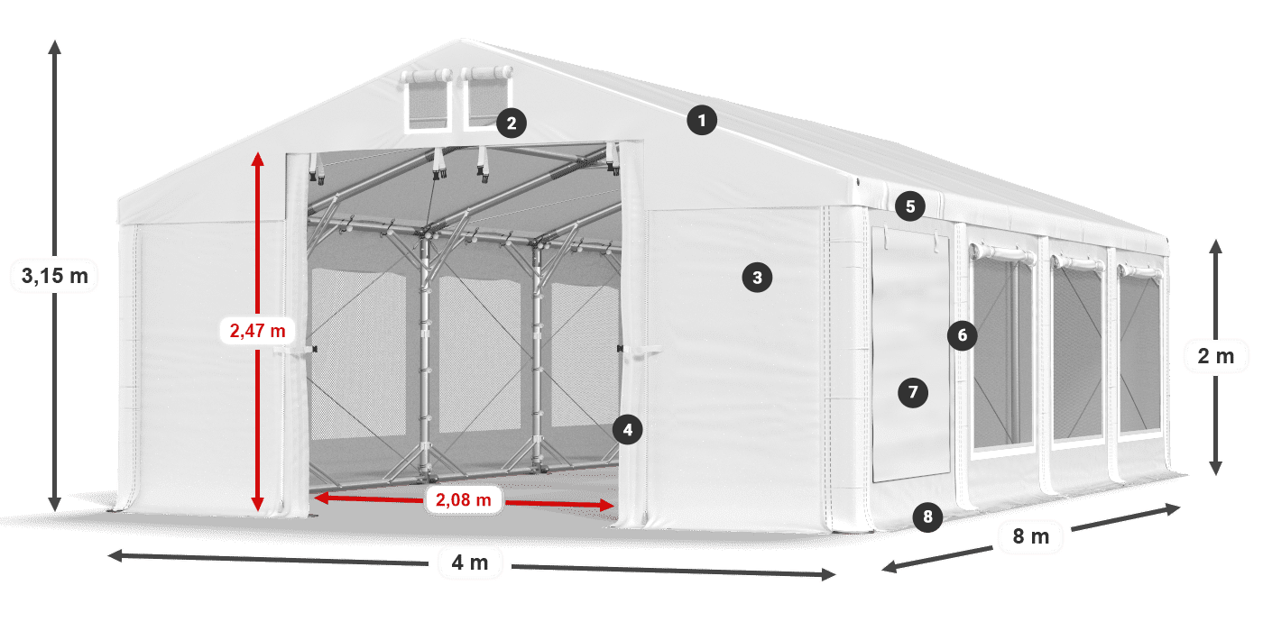 Roof: FR 620 PVC Walls: SD 500 PVC 2m legend