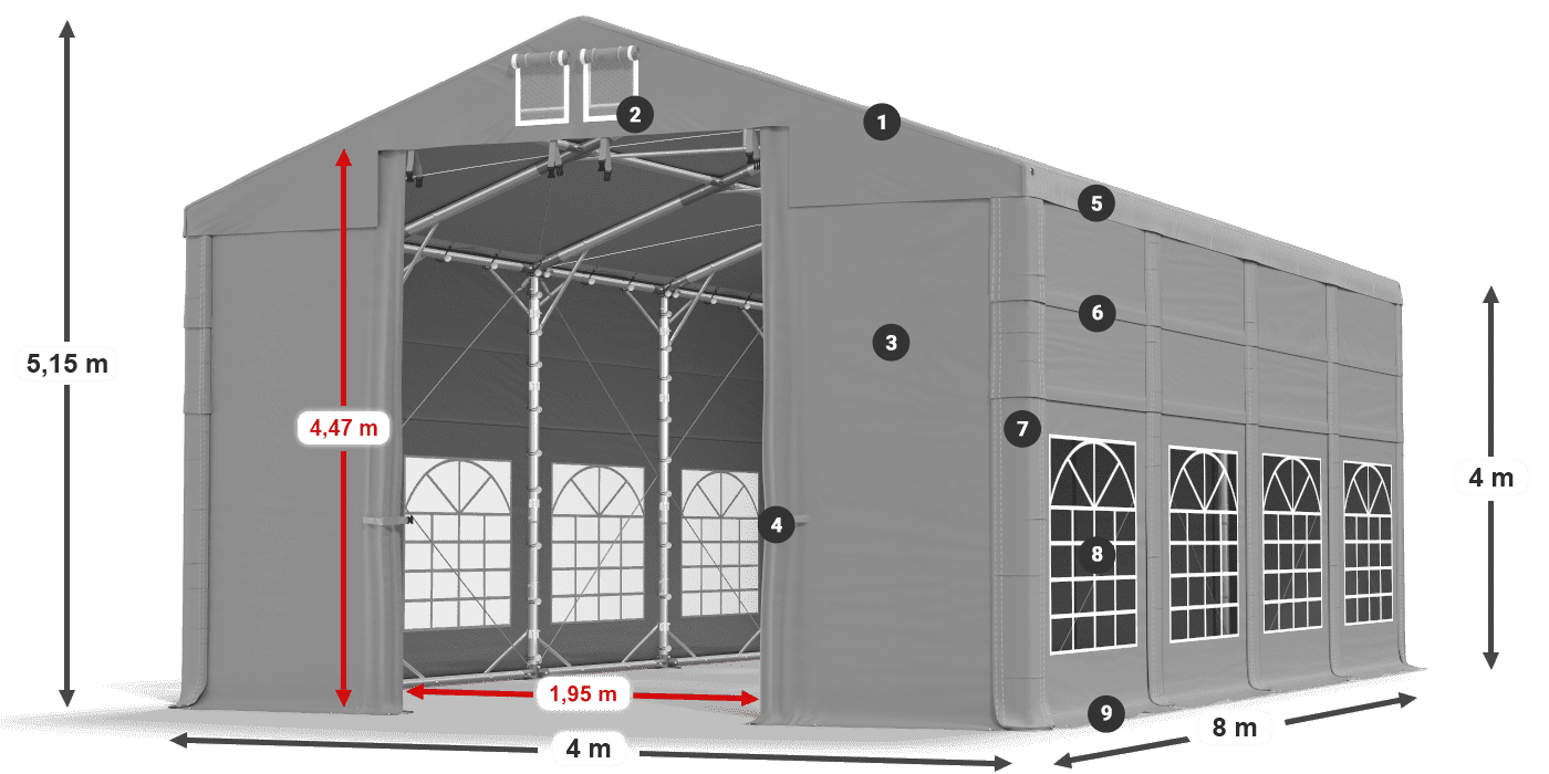 Roof: FR 620 PVC Walls: SD 500 PVC