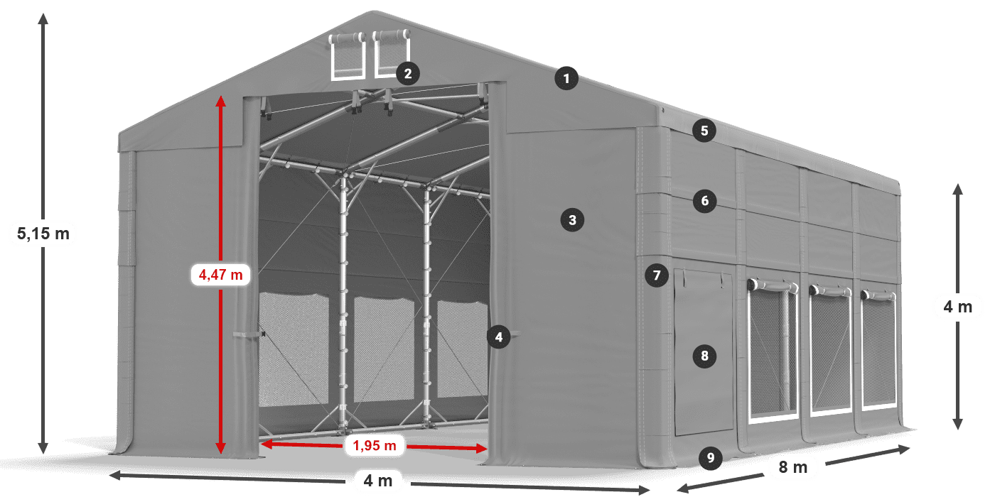 Roof: FR 620 PVC Walls: SD 500 PVC