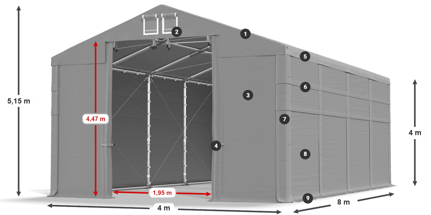 Roof: SD 560 PVC Walls: MS 580 PVC legend 4m