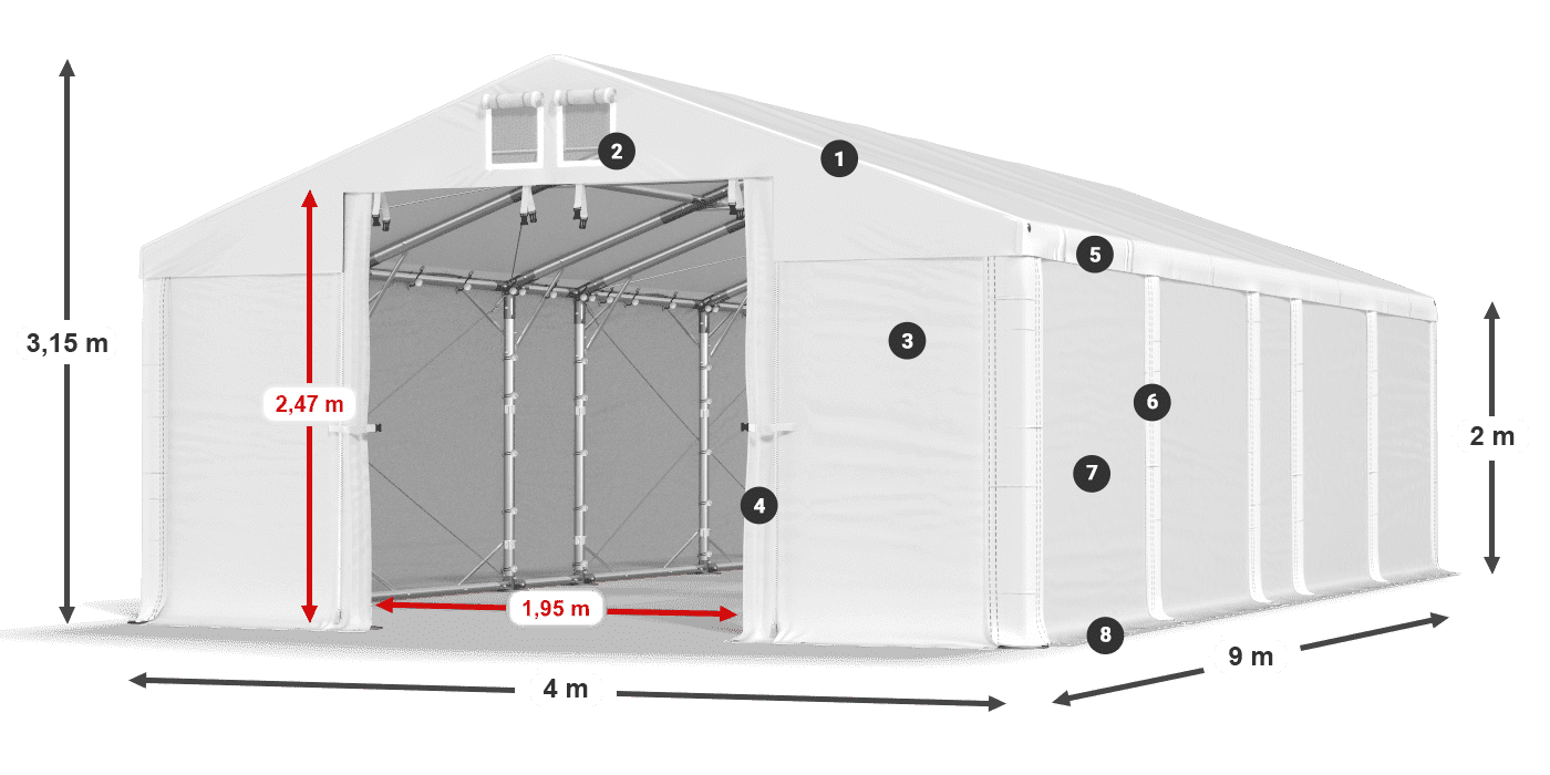 Roof: FR 620 PVC Walls: SD 500 PVC