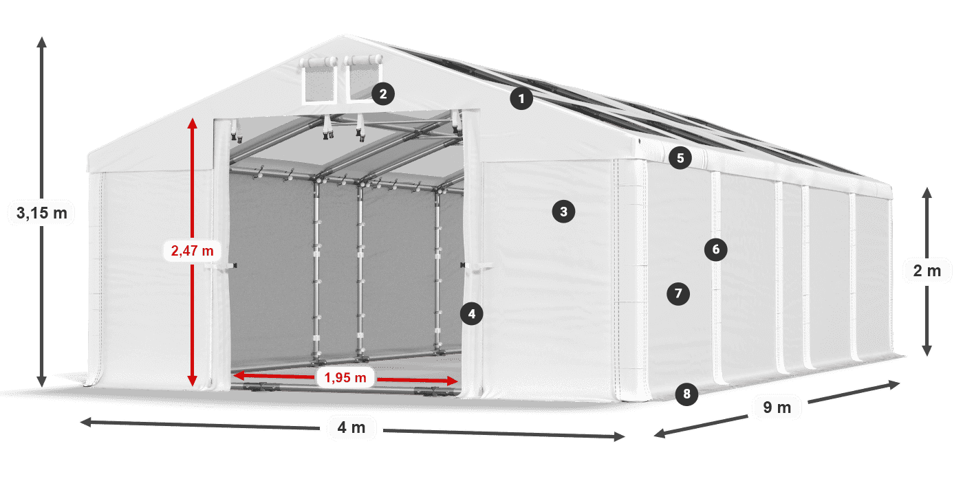 Roof: MS 580 PVC Walls: FR 620 PVC