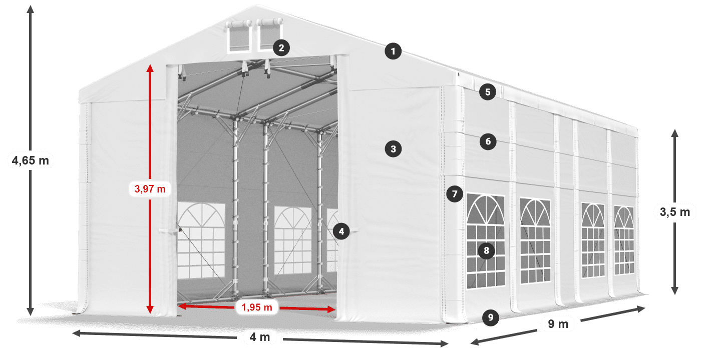 Roof: FR 620 PVC Walls: SD 500 PVC