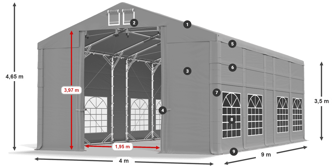 Roof: FR 620 PVC Walls: SD 500 PVC