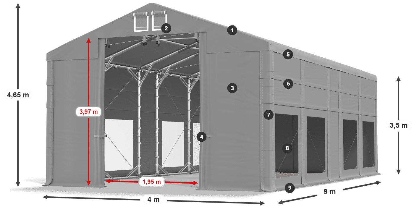 Roof: MS 580 PVC Walls: MS 580 PVC