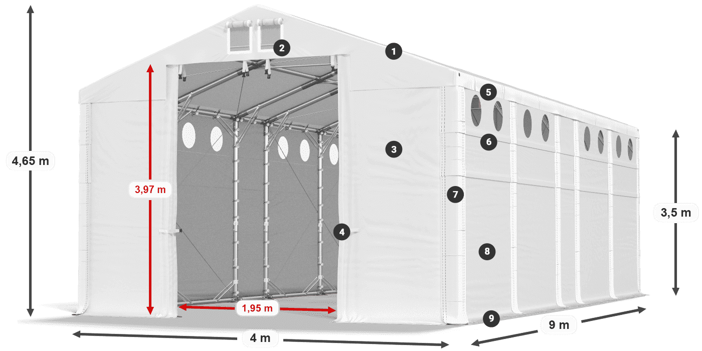 Roof: MS 580 PVC Walls: SD 500 PVC