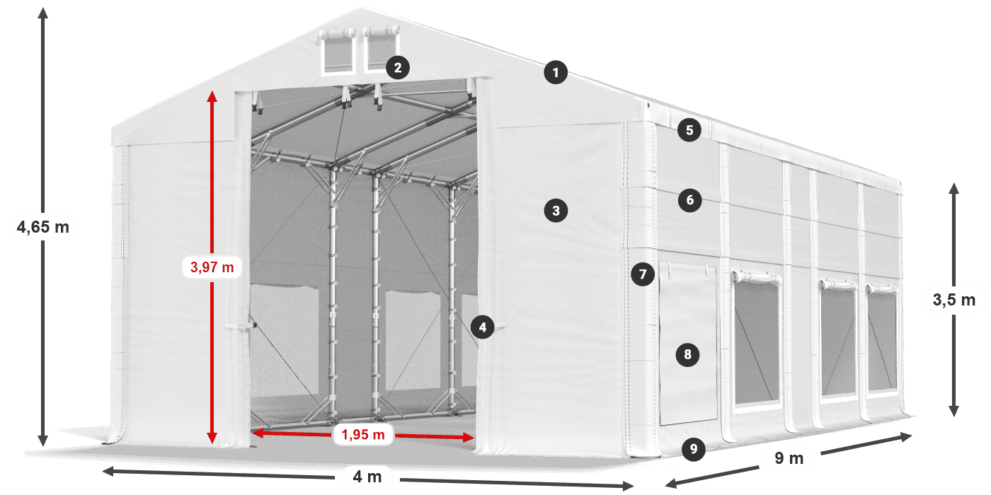 Roof: MS 580 PVC Walls: SD 500 PVC