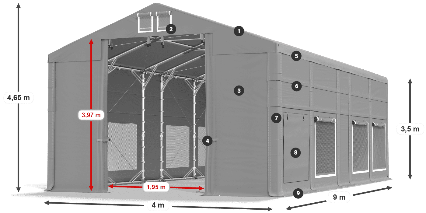 Roof: MS 580 PVC Walls: SD 500 PVC
