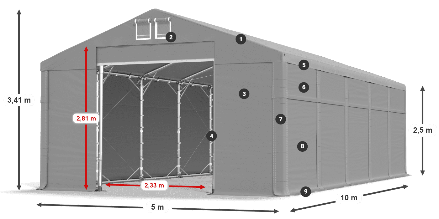 Roof: FR 620 PVC Walls: MS 580 PVC 2.5m legend