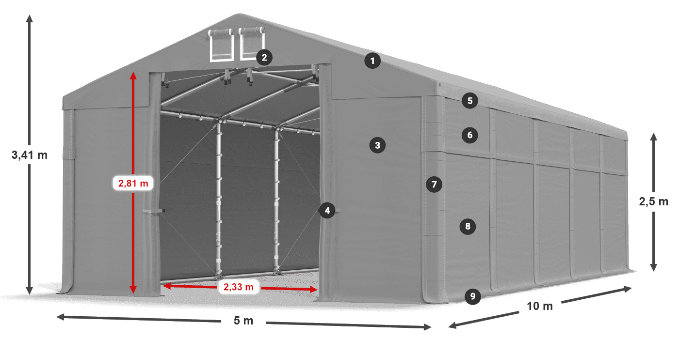 Roof: FR 620 PVC Walls: SD 500 PVC 2.5m legend