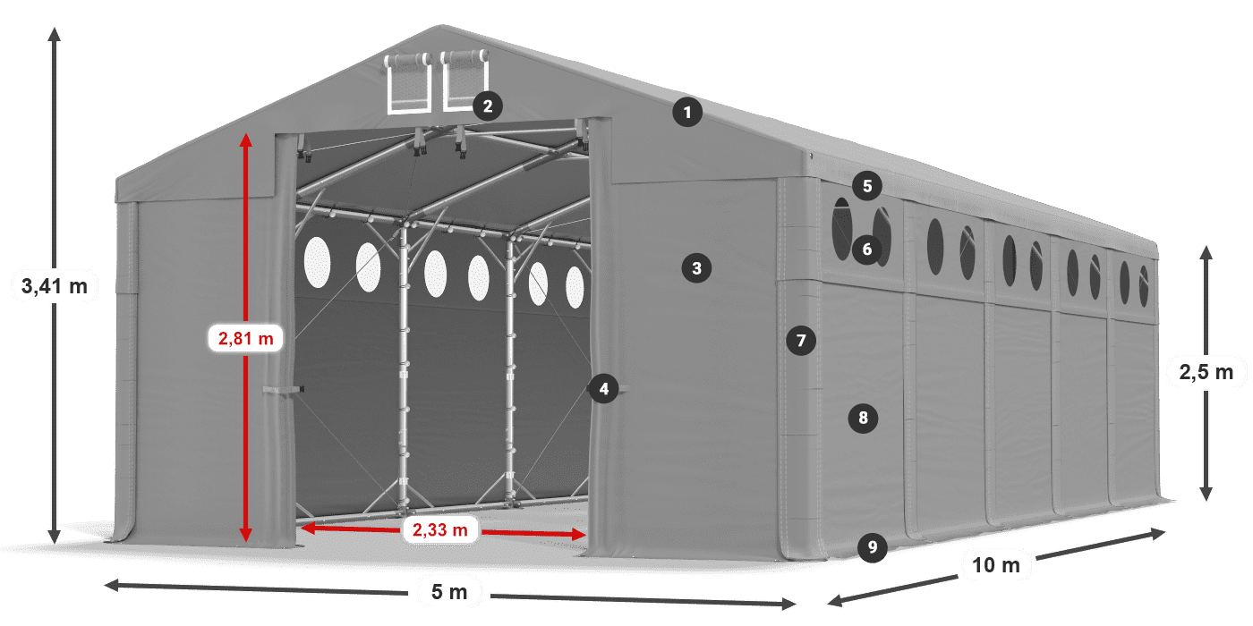 Roof: SD 560 PVC Walls: FR 620 PVC