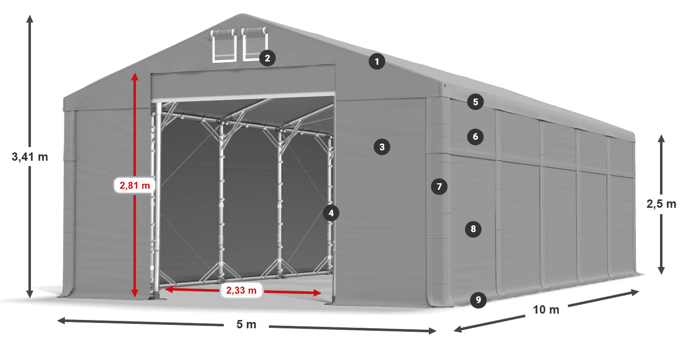 Roof: SD 560 PVC Walls: FR 620 PVC legend 2.5m
