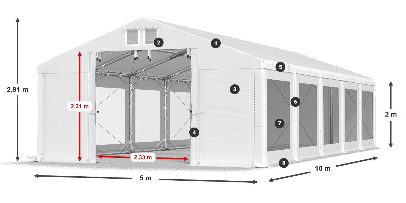 Roof: FR 620 PVC Walls: MS 580 PVC 2m legend