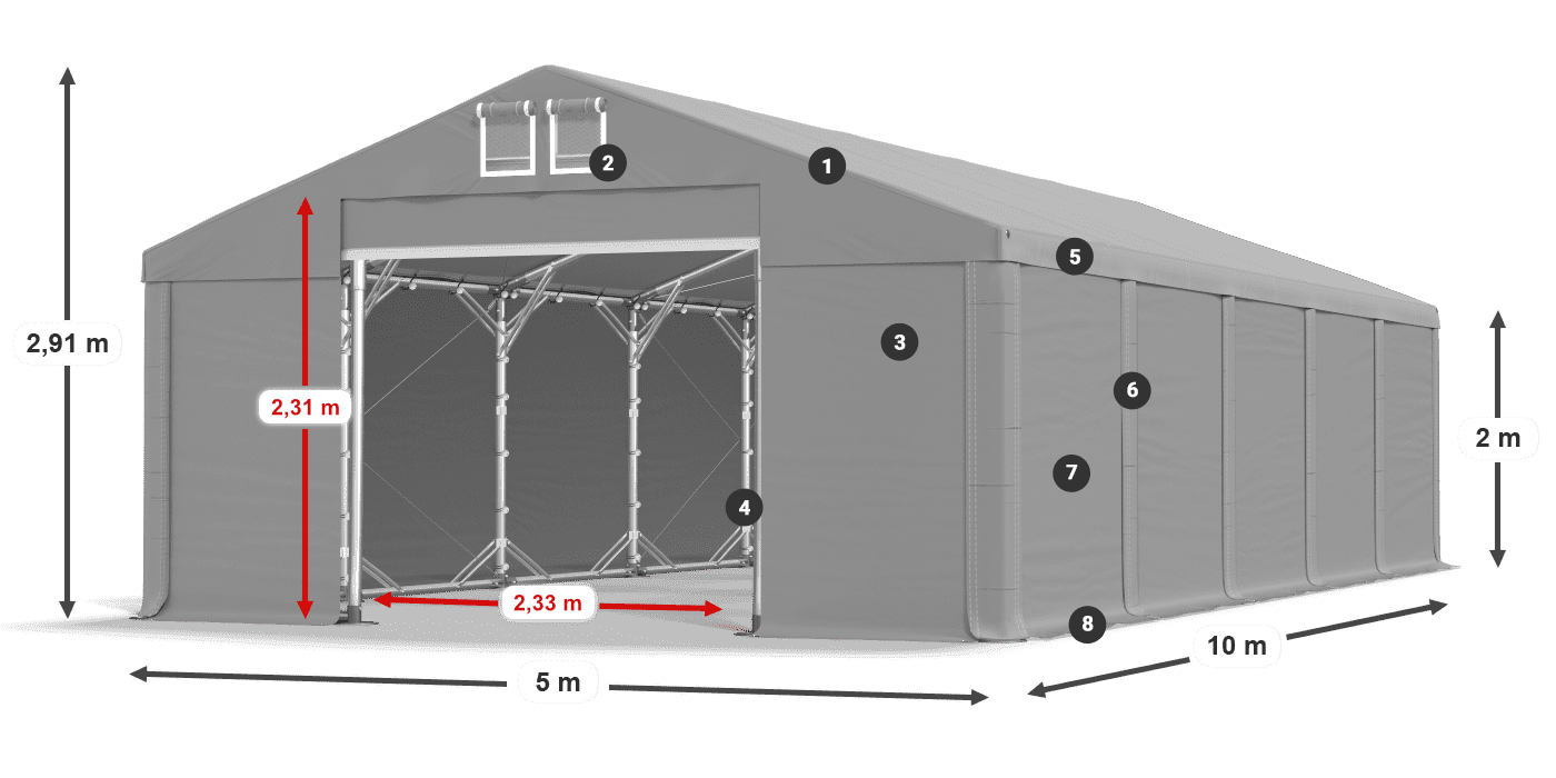 Roof: FR 620 PVC Walls: SD 500 PVC 2m legend