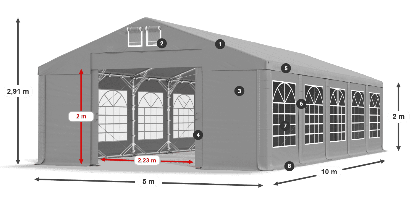 Roof: FR 620 PVC Walls: SD 500 PVC 2m legend