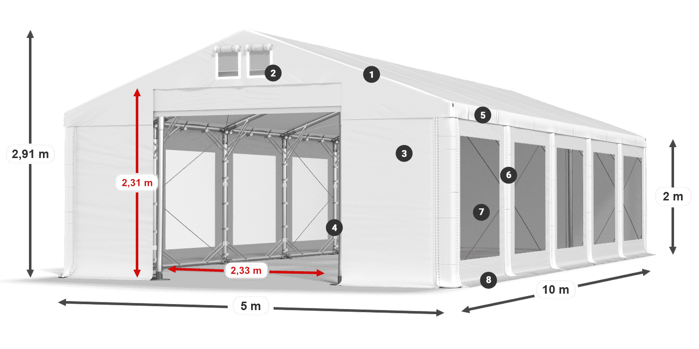 Roof: MS 580 PVC Walls: MS 580 PVC 2m legend
