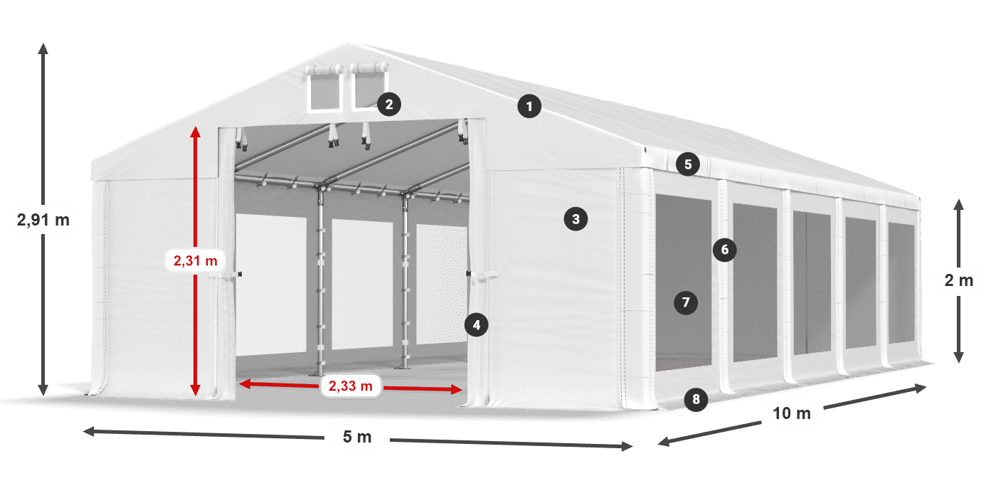 Roof: MS 580 PVC Walls: MS 580 PVC 2m legend