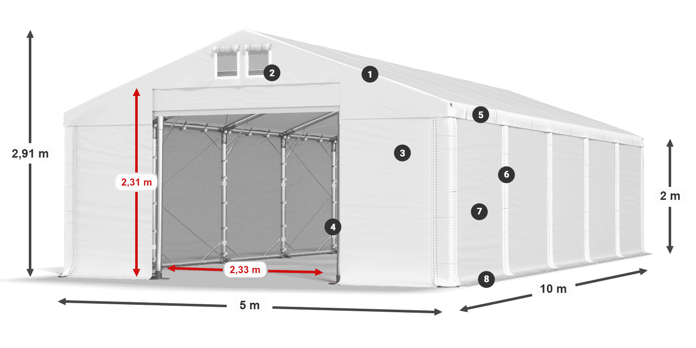 Roof: SD 560 PVC Walls: FR 620 PVC legend 2m