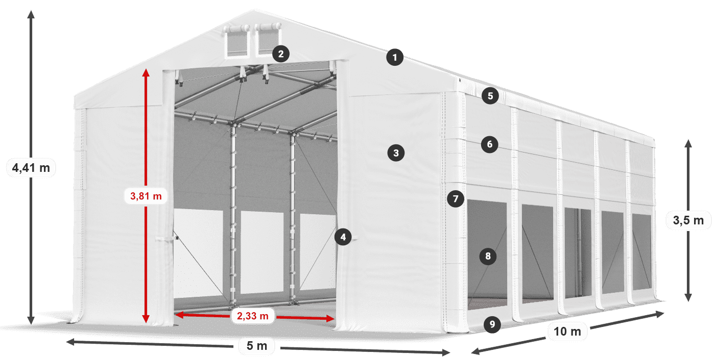 Roof: FR 620 PVC Walls: MS 580 PVC 3.5m legend